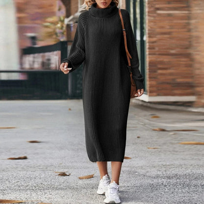 Cozy Crew Neck Midi Sweater Dress