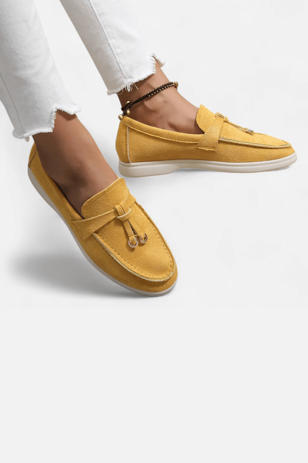 Classic Women's Leather Slip On Shoes - Thick Comfort Sole