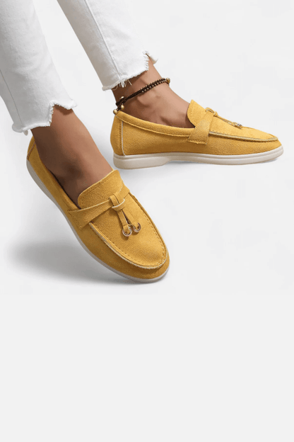 Classic Women's Leather Slip On Shoes - Thick Comfort Sole