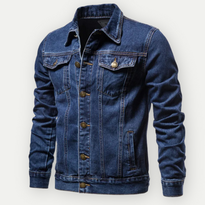 Classic Blue Jeans Jacket with Button Front Pockets