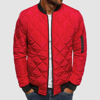 Warm Quilted Mens Bomber Zip Jacket