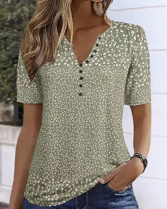 Women's Casual Floral Short Sleeve Tee - ModishWorld