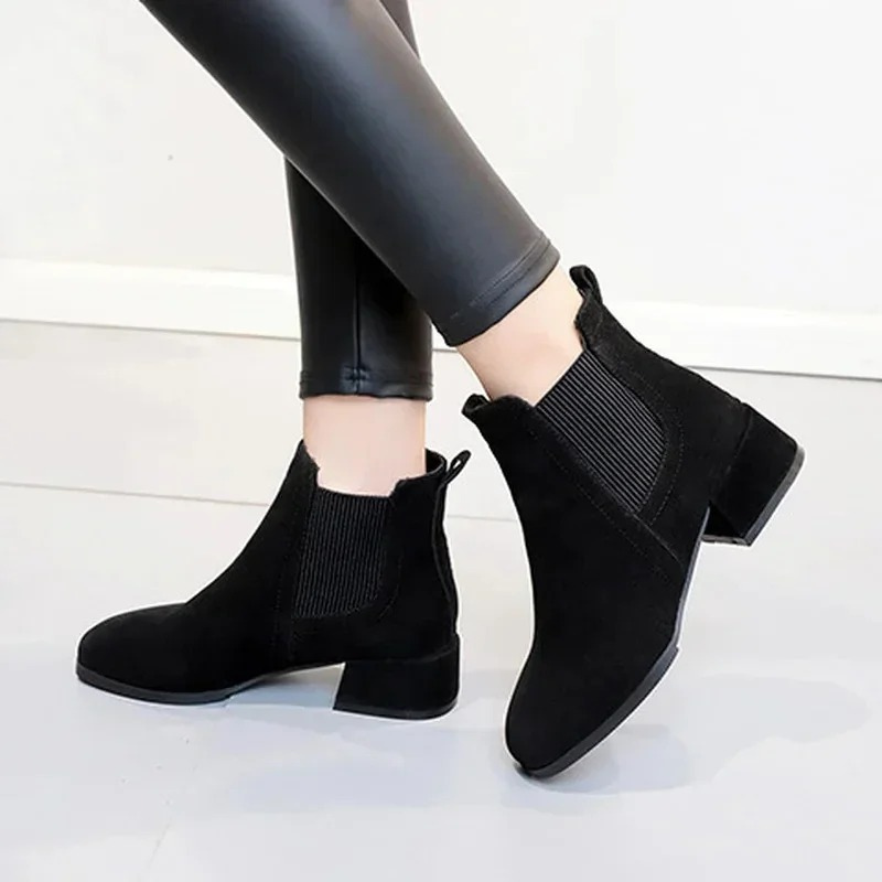 Luxury Suede Ankle Boots for Women with Low Heel - ModishWorld