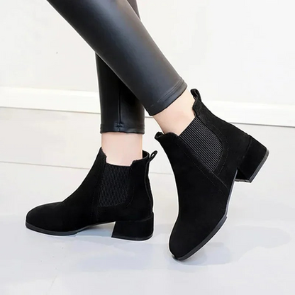Luxury Suede Ankle Boots for Women with Low Heel - ModishWorld