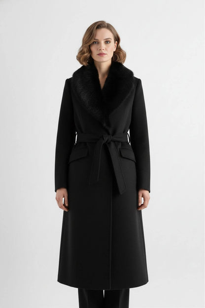 Chic Ladies Long Parka with Faux Fur Trim - Modish World