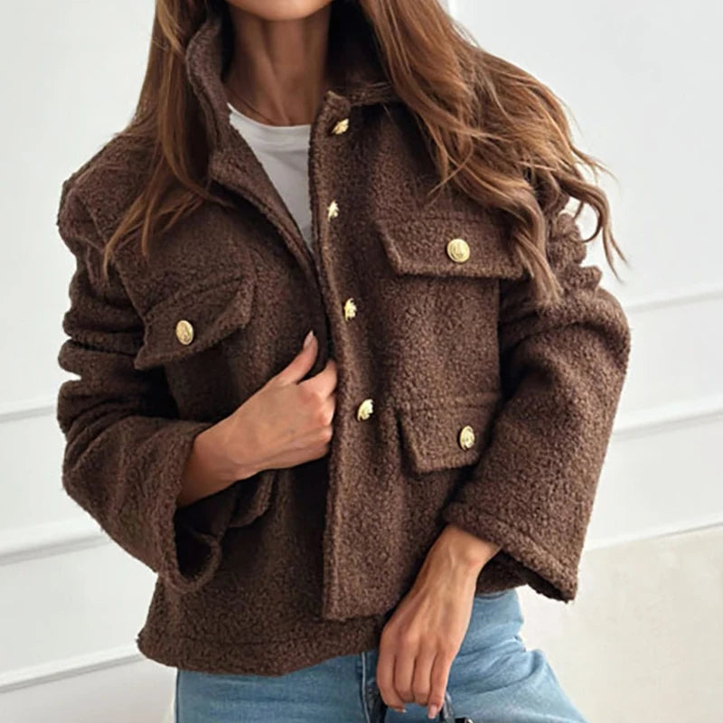 Warm Winter Wool Pea Coat for Women