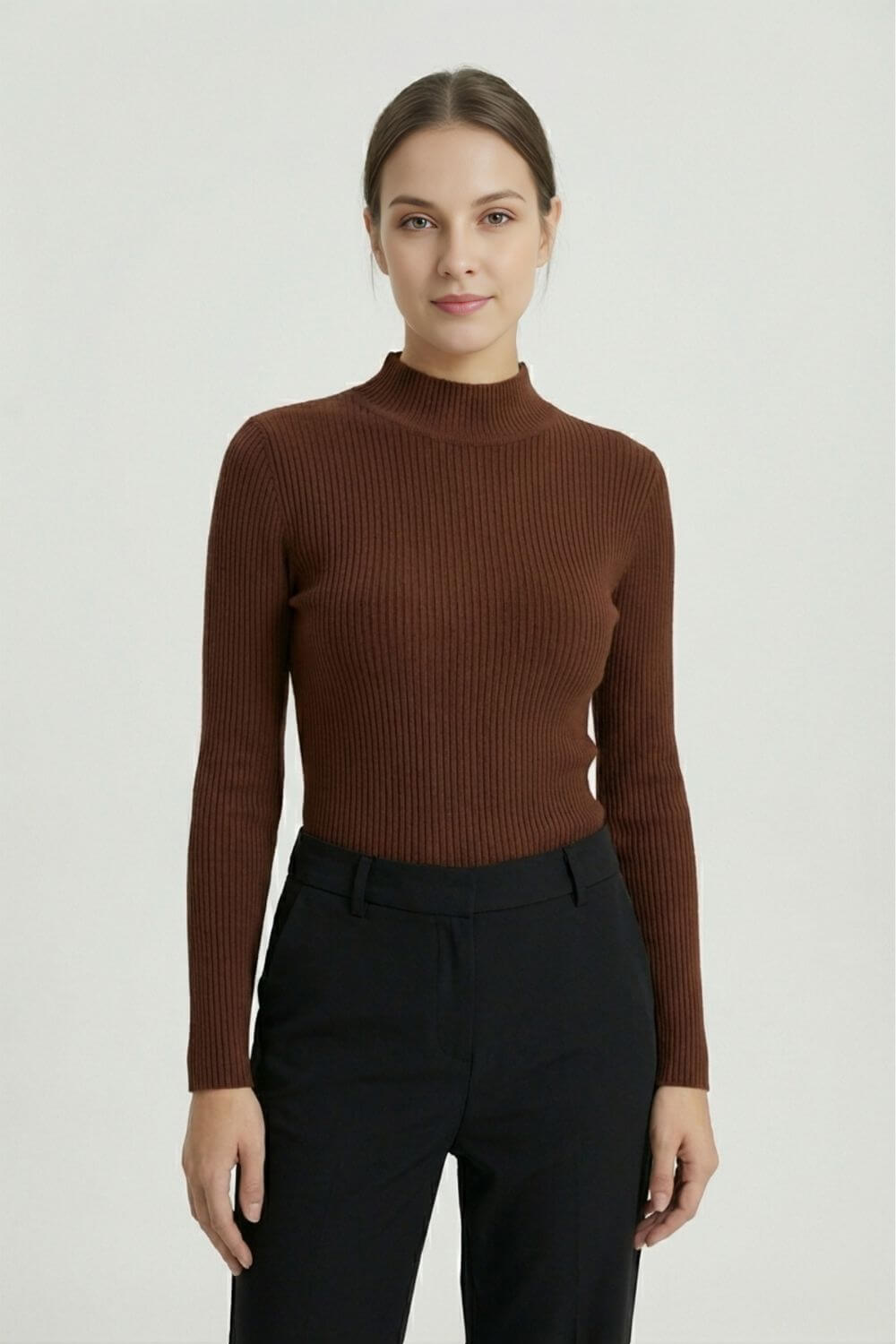 Chic High Neckline Soft Knit Sweater - Modish World