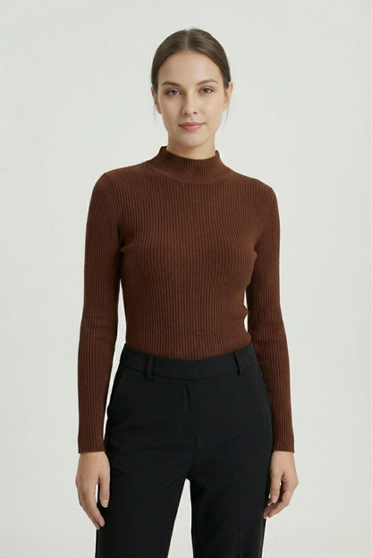 Chic High Neckline Soft Knit Sweater - Modish World