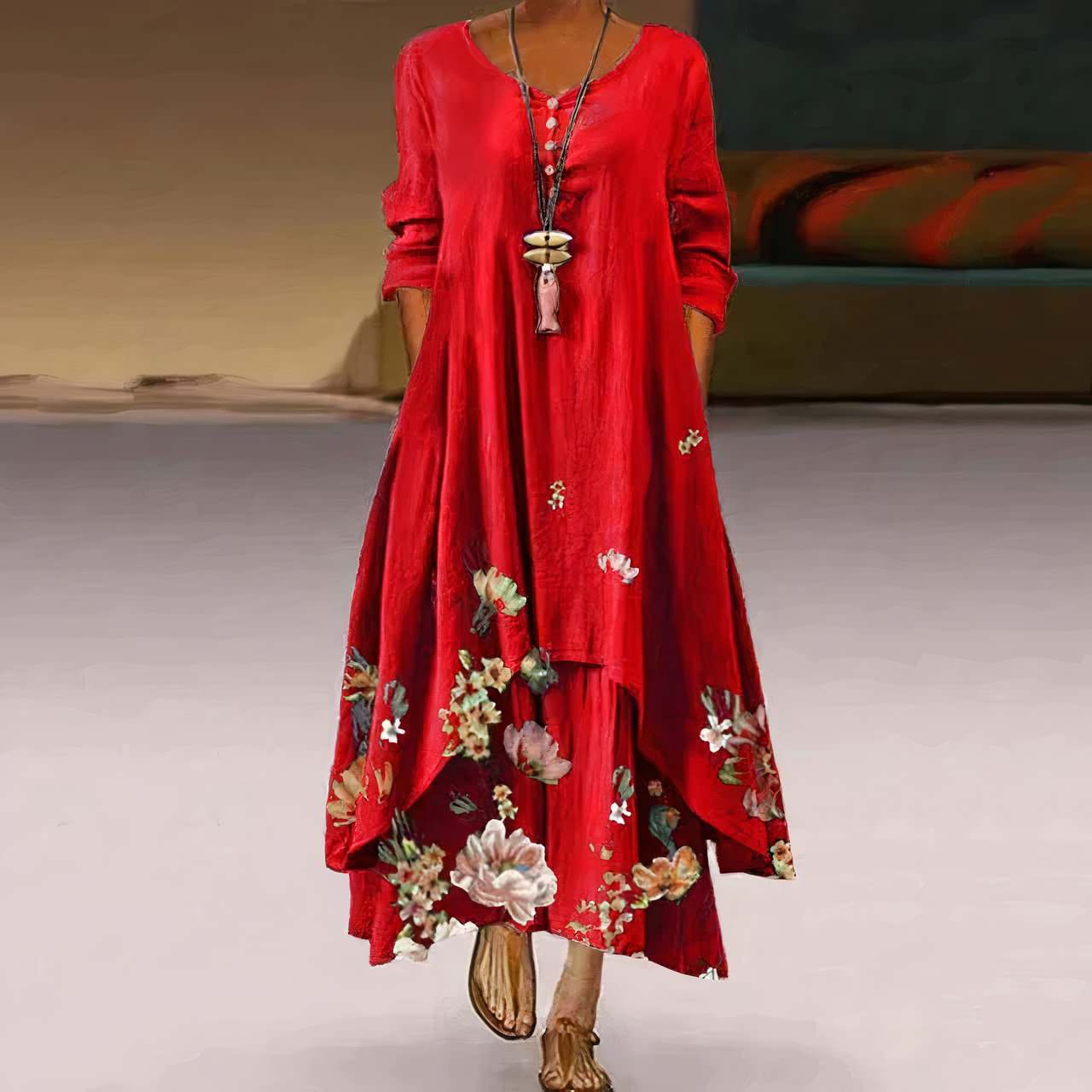 Beautiful Flowy Women's Maxi Floral Dress