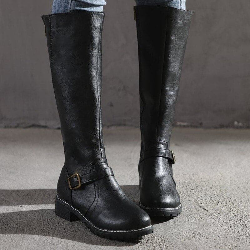 Ladies Tall Zip Boots with Low Heel