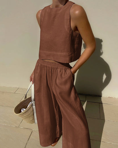 Simple Cotton Two-Piece Outfit for Women