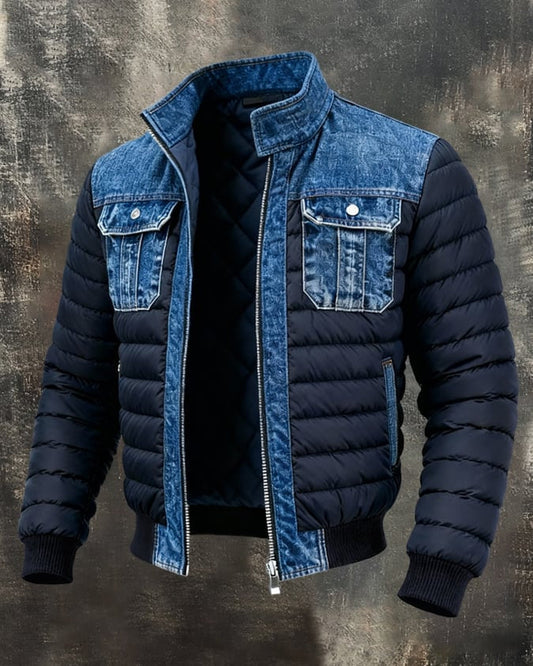 Classic Quilted Jeans Zip Up Jacket for Men - Modish World