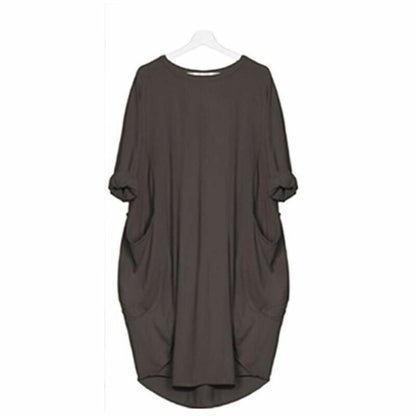 Casual Women's Midi Sundress with Round Neckline