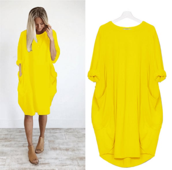 Casual Women's Midi Sundress with Round Neckline - Modish World