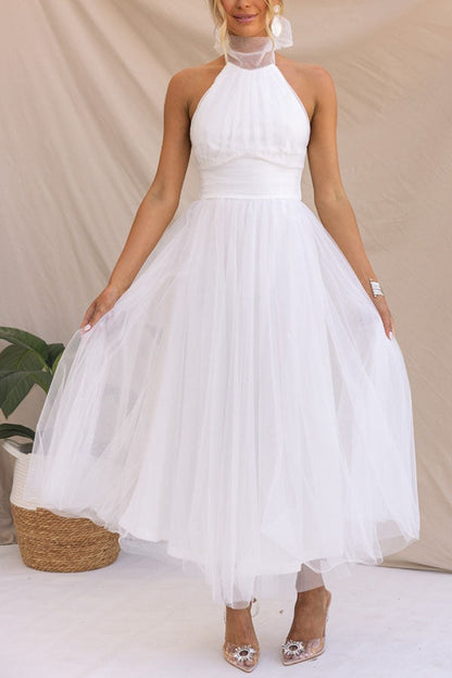 Elegant V Neck Midi Wedding Party Dress