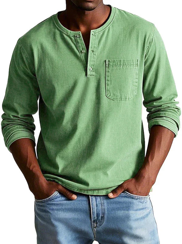 Classic Casual Long Sleeve Henley Shirt