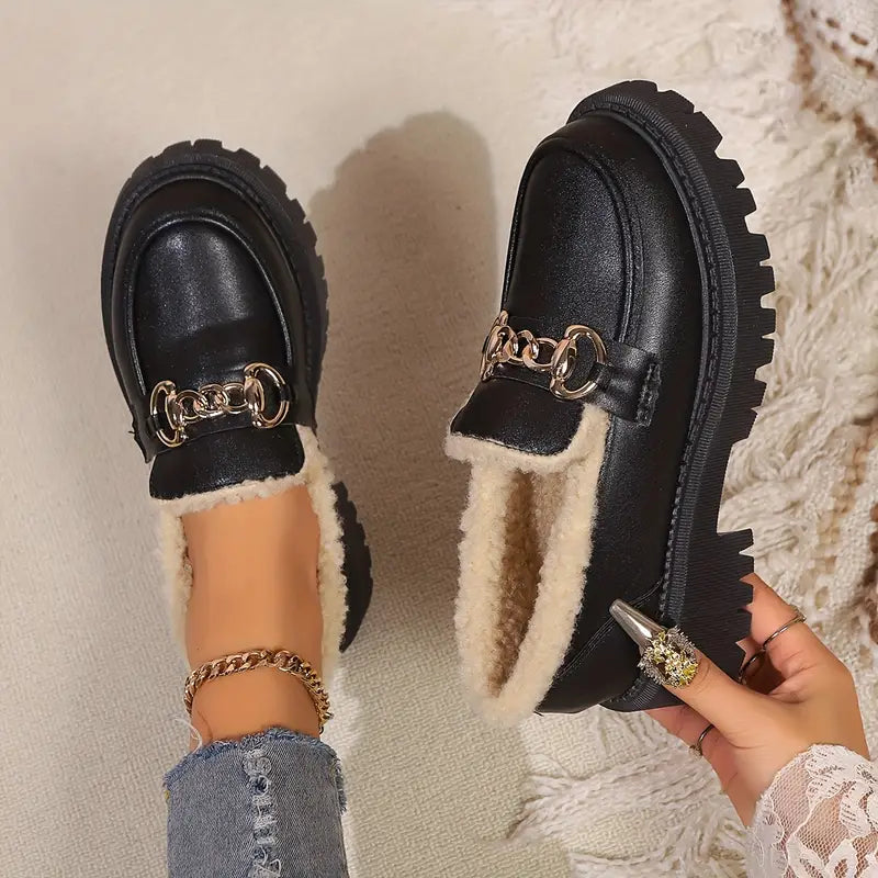 Classic Black Slip On Loafers for Women - ModishWorld