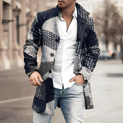 Classic Plaid Trench Coat for Men