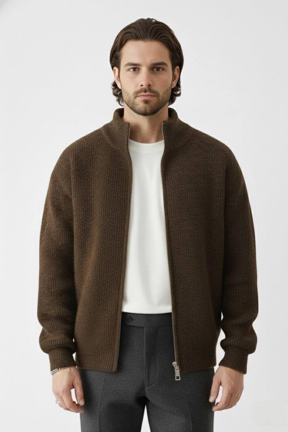 Stylish Men's Wool Blend Zip Sweater - Modish World