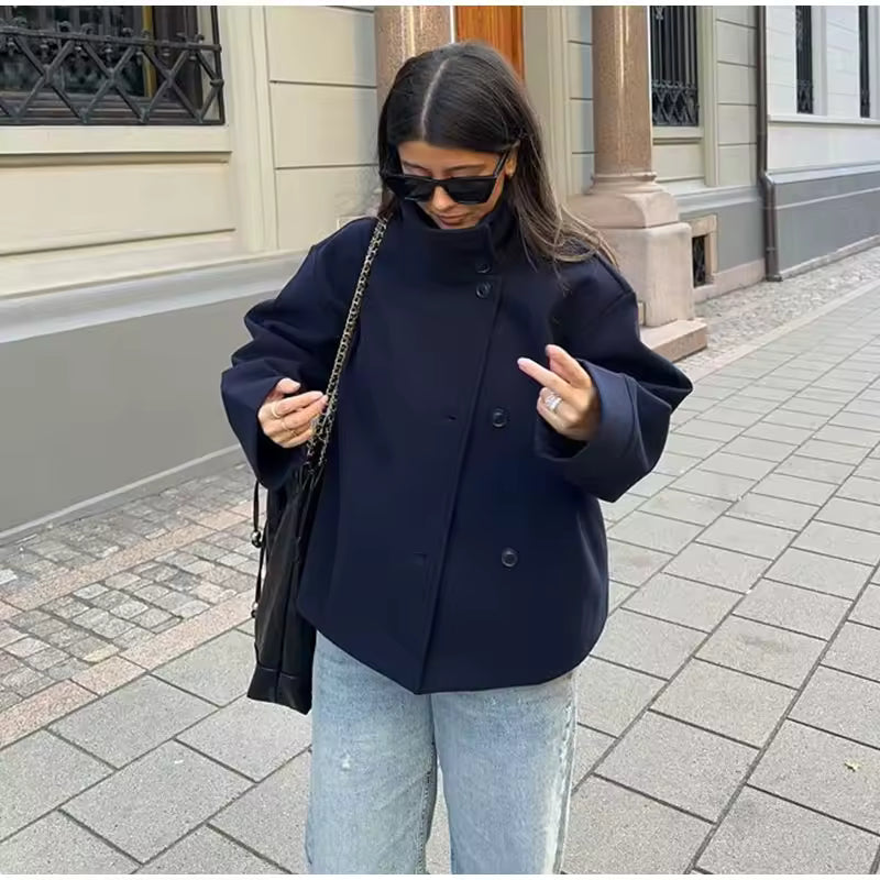 Women's Casual Short Jacket with Zip Front - ModishWorld