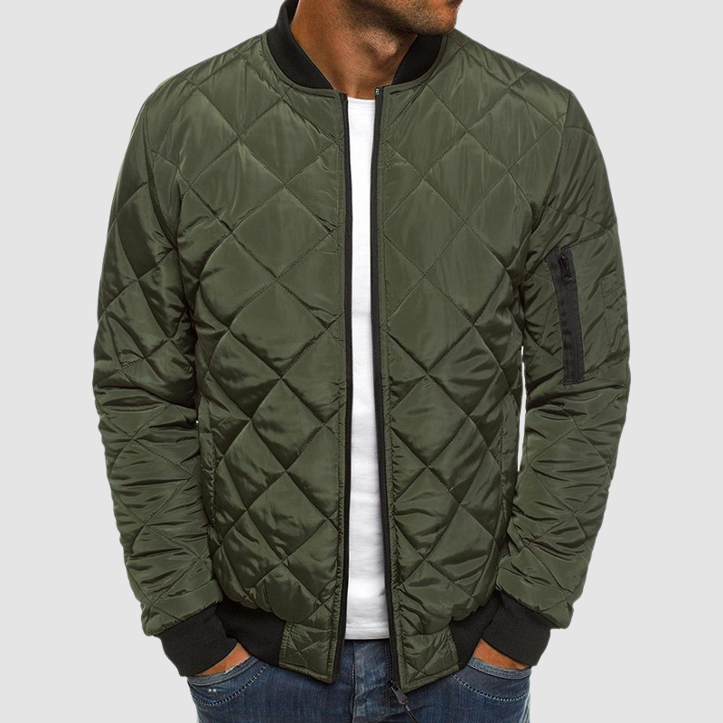 Warm Quilted Mens Bomber Zip Jacket