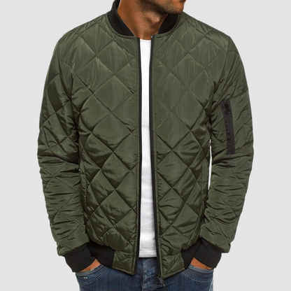 Warm Quilted Mens Bomber Zip Jacket