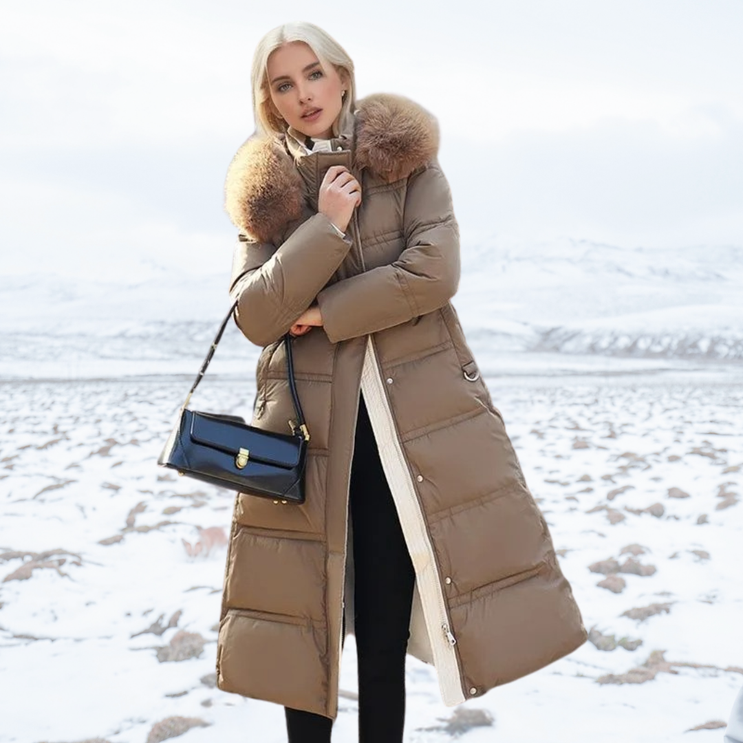 Warm Women's Down Filled Jacket with Adjustable Waist