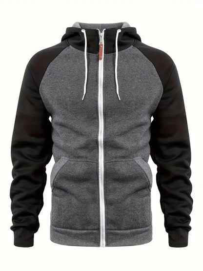 Relaxed Fit Mens Zip Up Hooded Jacket