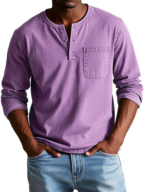 Classic Casual Long Sleeve Henley Shirt