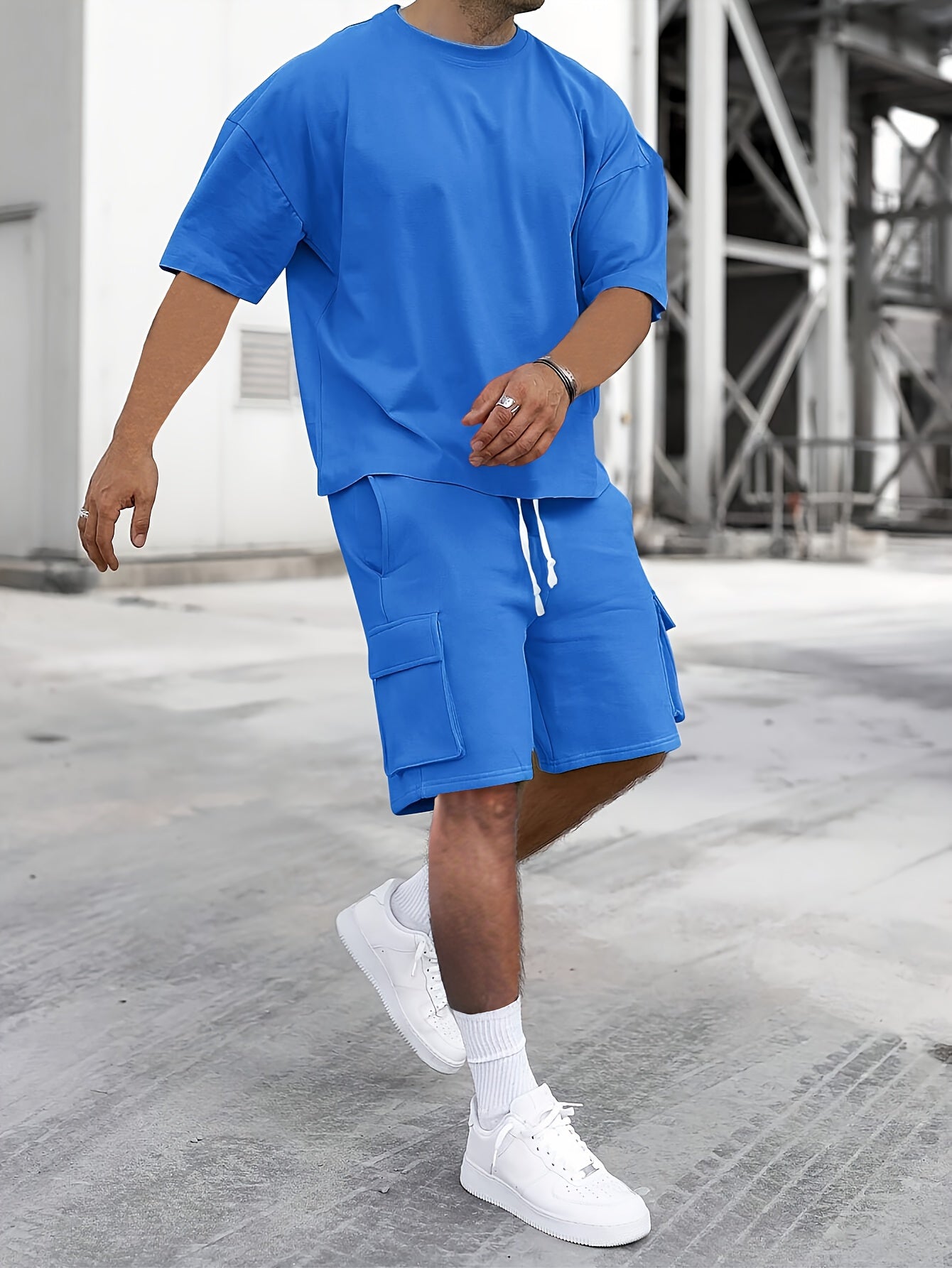 Relaxed Fit Tee and Shorts Combo for Men