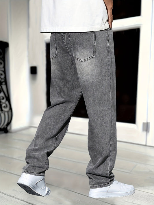 Comfortable Straight Leg Blue Jeans for Men - Modish World
