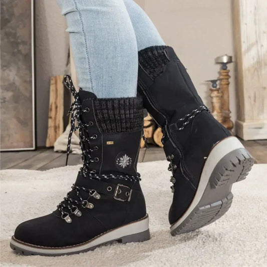 Warm Insulated Women's Leather Snow Boots - ModishWorld
