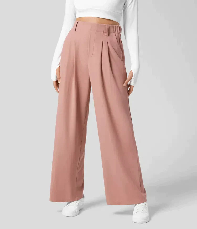 Classic High Waist Wide Leg Office Pants - ModishWorld