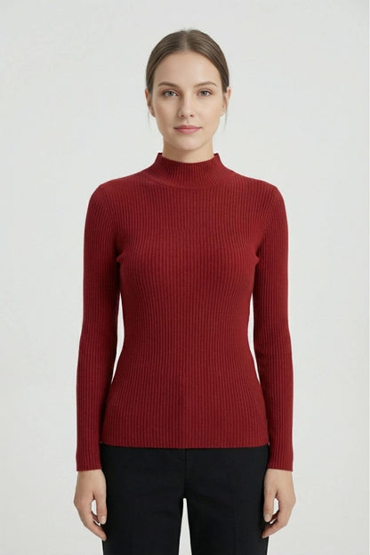 Chic High Neckline Soft Knit Sweater