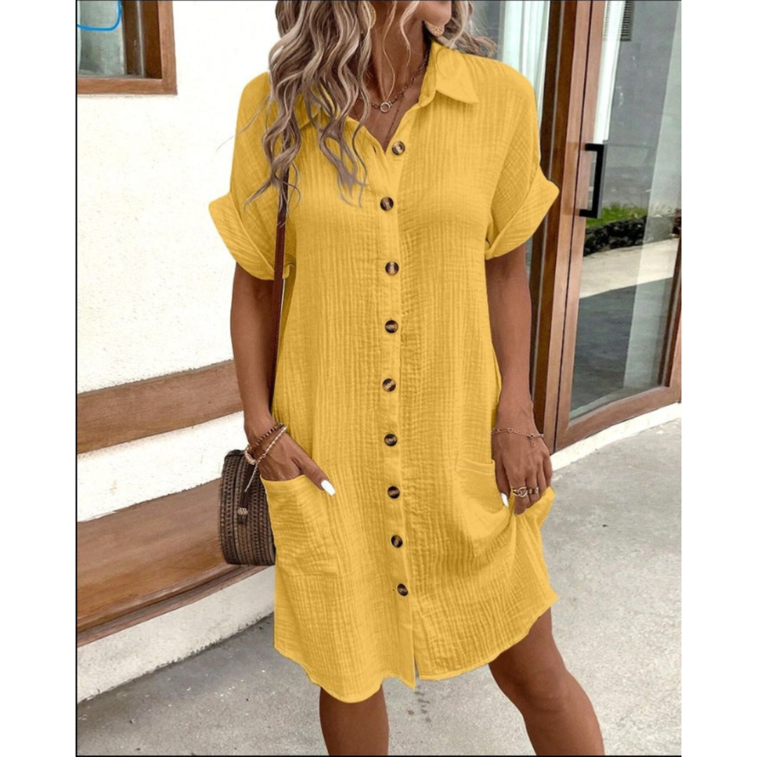 Classic Fit Women's Button Front Shirt Dress
