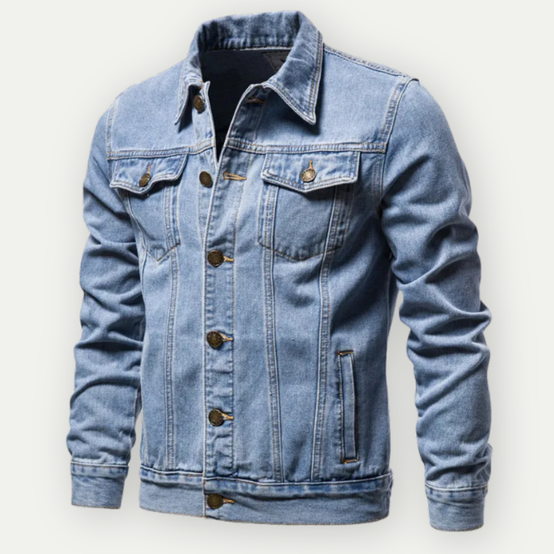 Classic Blue Jeans Jacket with Button Front Pockets