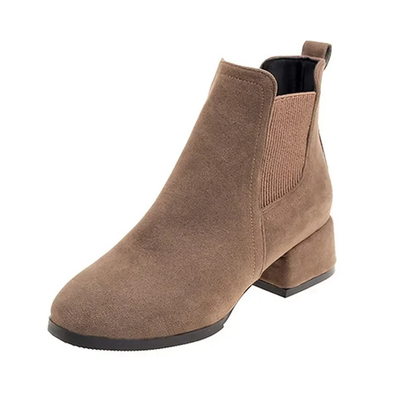Luxury Suede Ankle Boots for Women with Low Heel