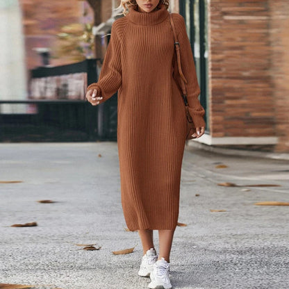 Cozy Crew Neck Midi Sweater Dress