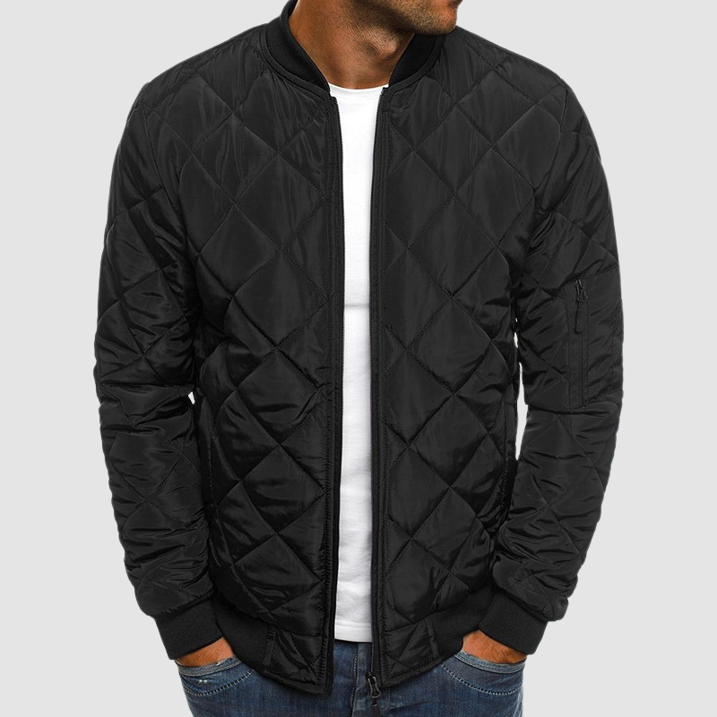 Warm Quilted Mens Bomber Zip Jacket