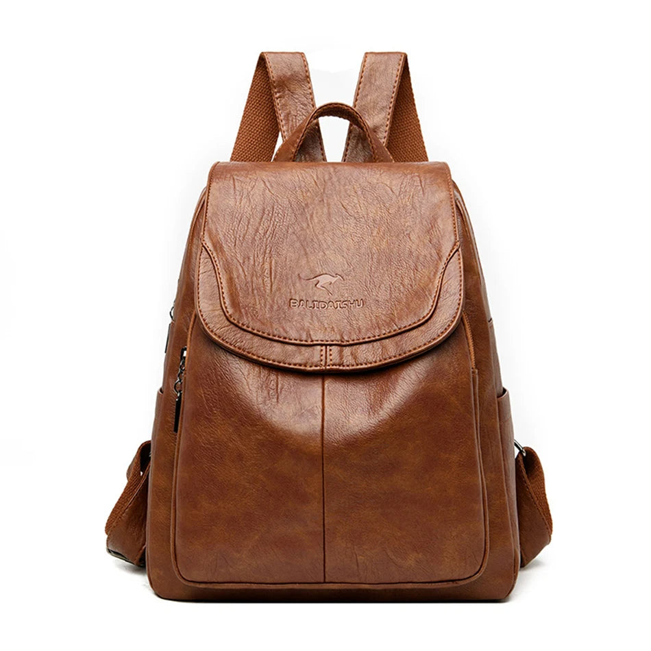 Durable Leather Ladies Travel Backpack