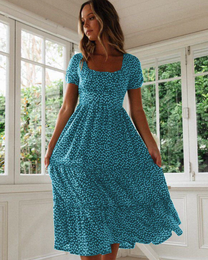 Beautiful Flower Midi Summer Dress