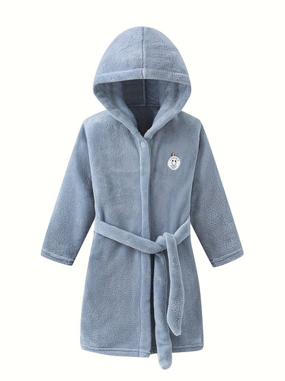 Children's Hooded Robe with Button Front