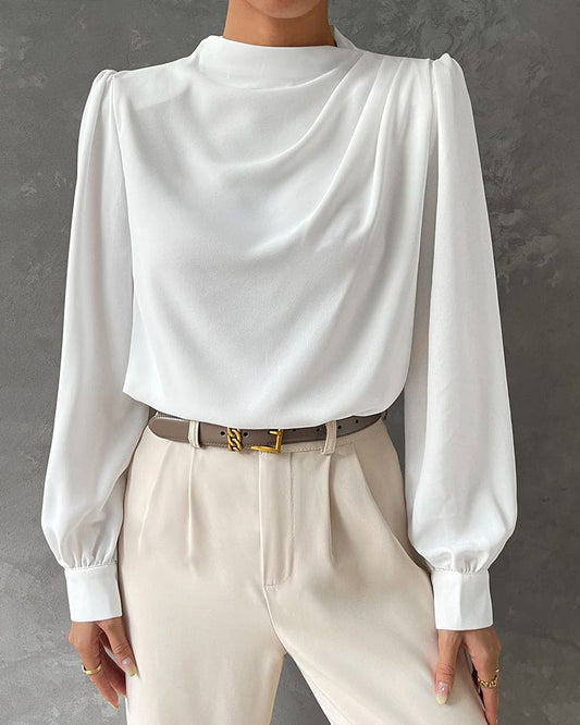 Classic Pleated White Shirt for Ladies - ModishWorld
