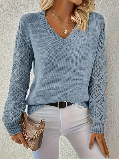 Fashionable Women's V-Neck Sweater with Cut Out Detail