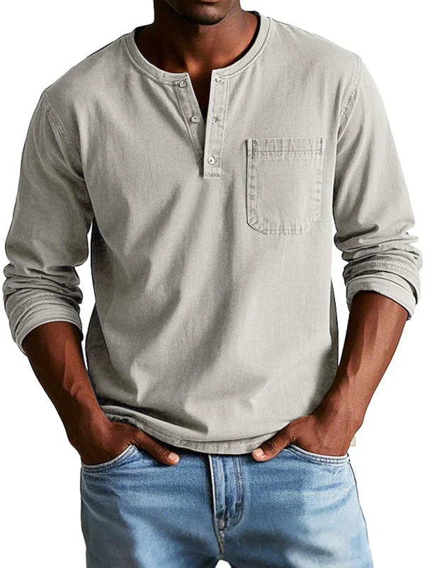 Classic Casual Long Sleeve Henley Shirt