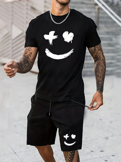 Funny Graphic Tee and Shorts Set for Men