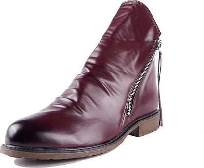 Men's Low Heel Side Zip Ankle Boots