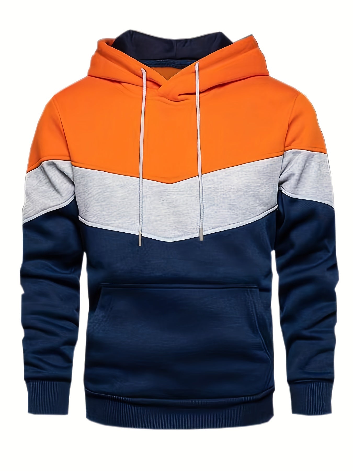 Men's Hooded Sweatshirt - Contrast Colour Block Design
