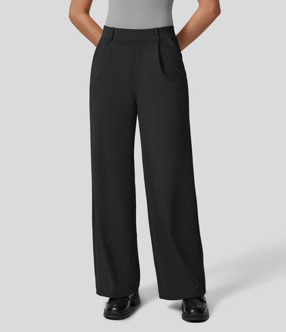 Comfortable High Waisted Wide Leg Office Pants