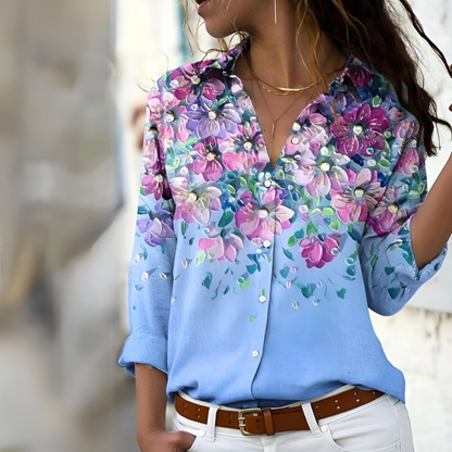 Ladies' Chic Floral Blouse - Lightweight Everyday Shirt - ModishWorld